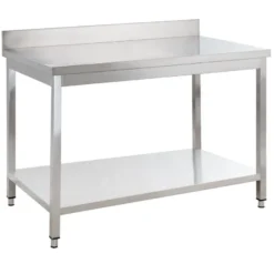 Edelstahl Arbeitstisch Basic 14x6 mit Grundboden und Aufkantung, zur Selbstmontage