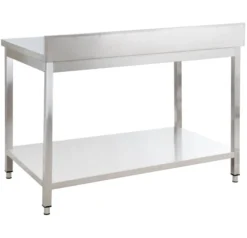 Edelstahl Arbeitstisch Basic 14x6 mit Grundboden und Aufkantung, zur Selbstmontage