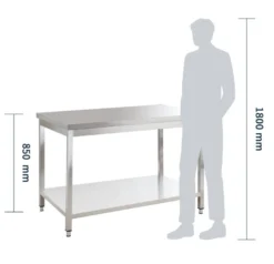 Edelstahl Arbeitstisch Basic 12x6 mit Grundboden, zur Selbstmontage