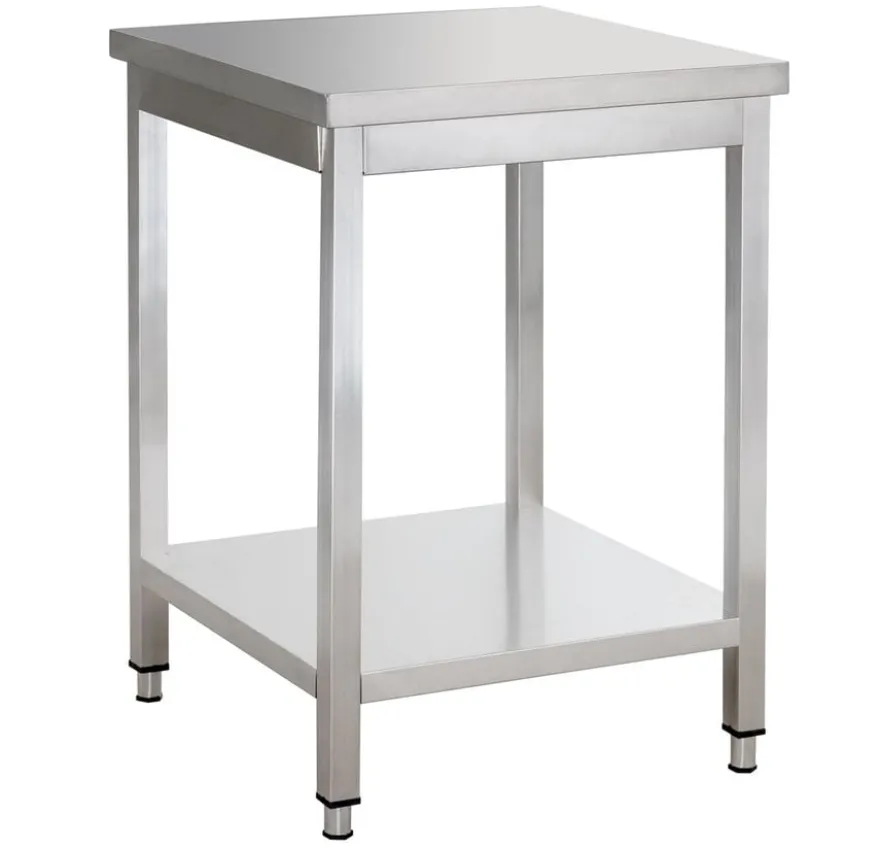 Edelstahl Arbeitstisch Basic 6x6 mit Grundboden