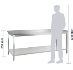 Edelstahl Arbeitstisch Basic 20x7 mit Grundboden, zur Selbstmontage