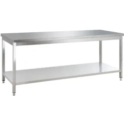 Edelstahl Arbeitstisch Basic 20x7 mit Grundboden, zur Selbstmontage