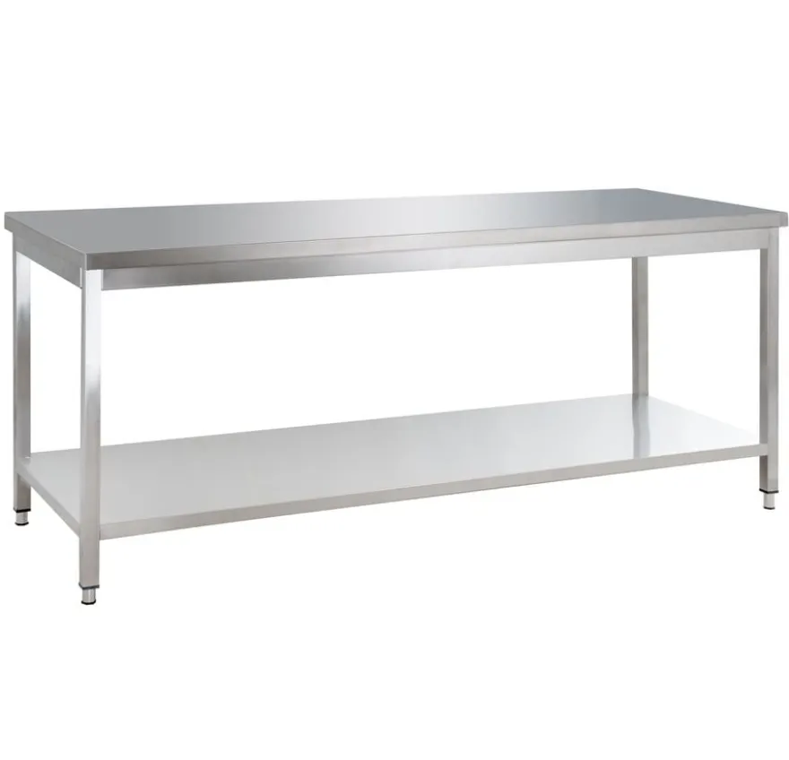 Edelstahl Arbeitstisch Basic 20x7 mit Grundboden, zur Selbstmontage
