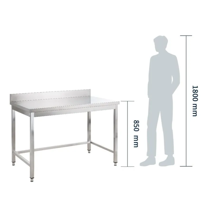 Edelstahl Arbeitstisch Basic 12x6 mit Aufkantung