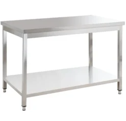 Edelstahl Arbeitstisch Basic 15x7 mit Grundboden