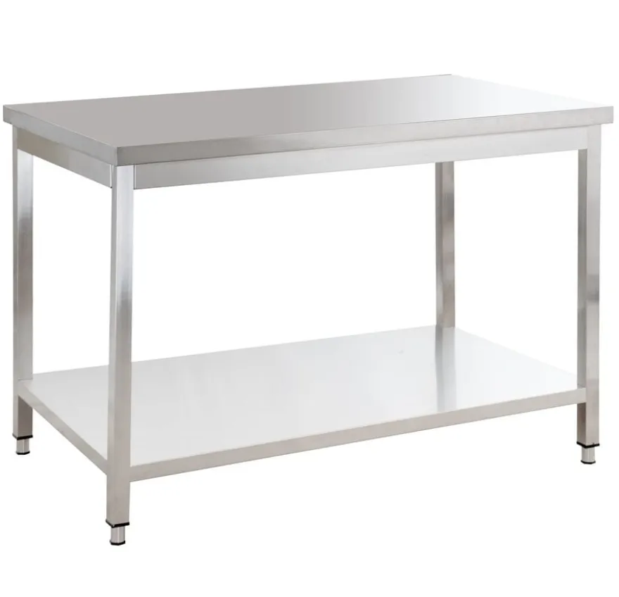 Edelstahl Arbeitstisch Basic 15x7 mit Grundboden