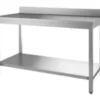 Edelstahl Arbeitstisch Eco 16x6 mit Grundboden und Aufkantung