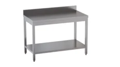 Edelstahl Arbeitstisch Eco 12x6 mit Grundboden und Aufkantung