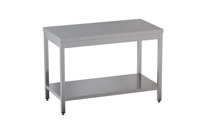 Edelstahl Arbeitstisch Eco 12x6 mit Grundboden