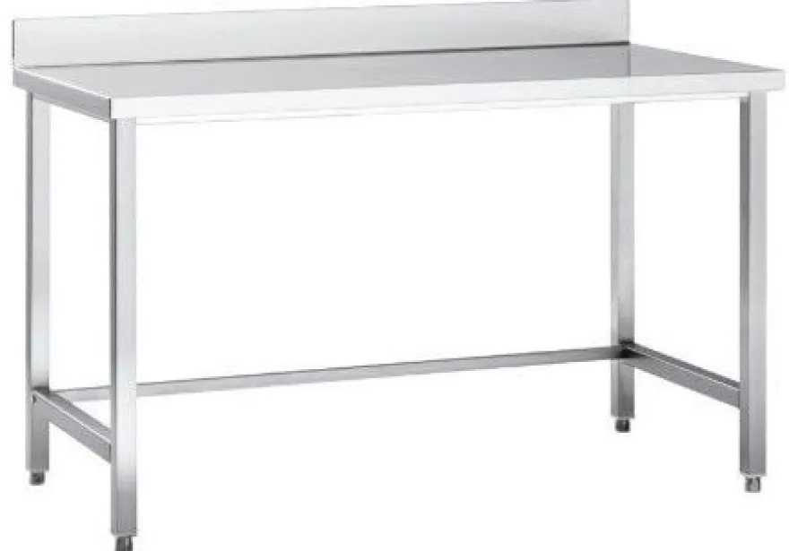 Edelstahl Arbeitstisch Eco 14x6 ohne Grundboden mit Aufkantung