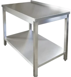 Edelstahl Arbeitstisch Profi 800 x 700 mm - mit Grundboden und Aufkantung