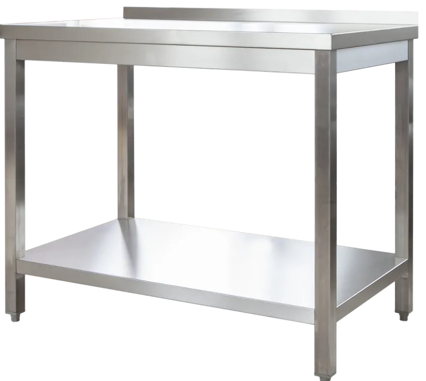 Edelstahl Arbeitstisch Profi 1600 x 700 mm - mit Grundboden und Aufkantung