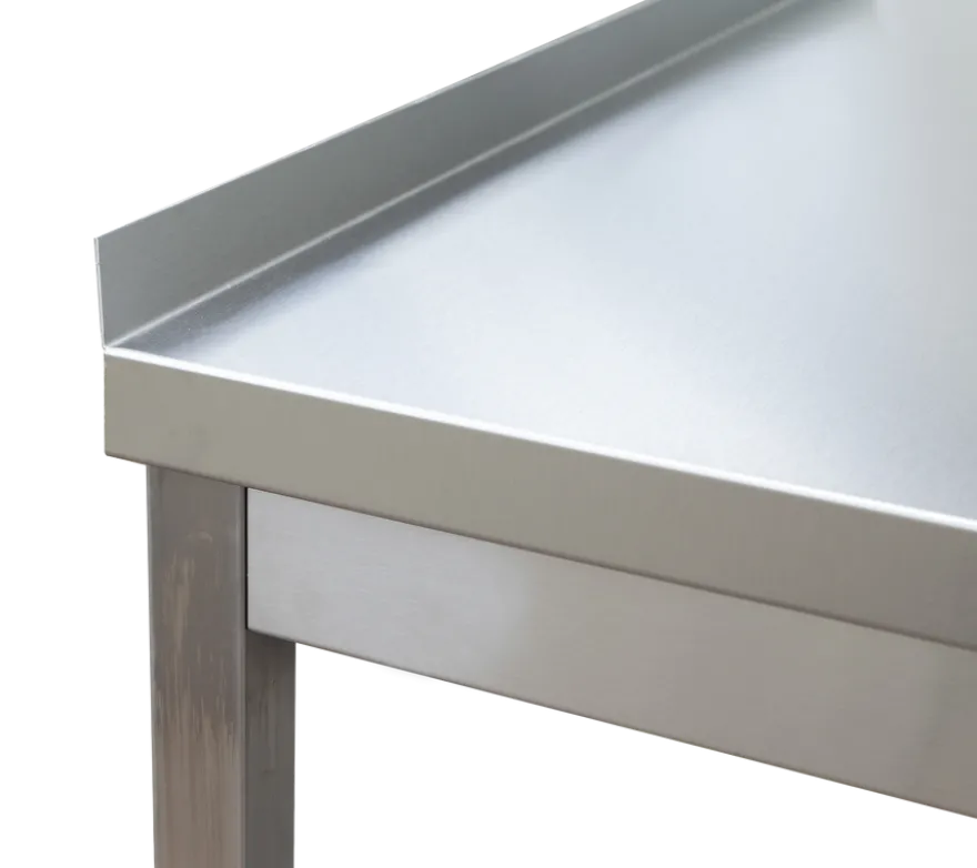 Edelstahl Arbeitstisch Profi 1500 x 700 mm - mit Grundboden und Aufkantung