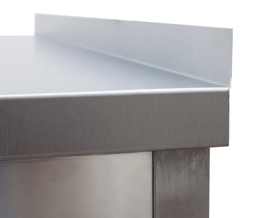 Edelstahl Arbeitstisch Profi 700 x 700 mm - mit Grundboden und Aufkantung