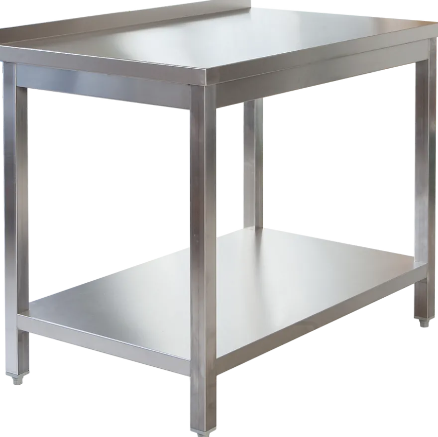 Edelstahl Arbeitstisch Profi 700 x 700 mm - mit Grundboden und Aufkantung