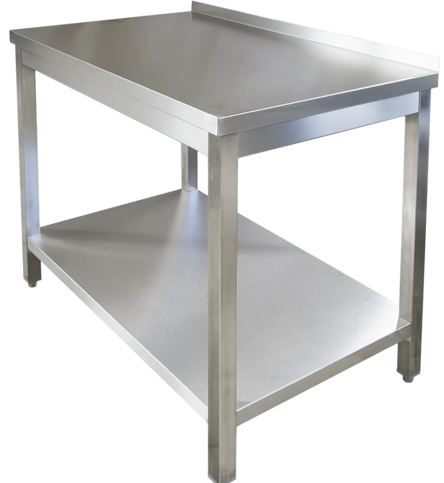 Edelstahl Arbeitstisch Profi 700 x 700 mm - mit Grundboden und Aufkantung