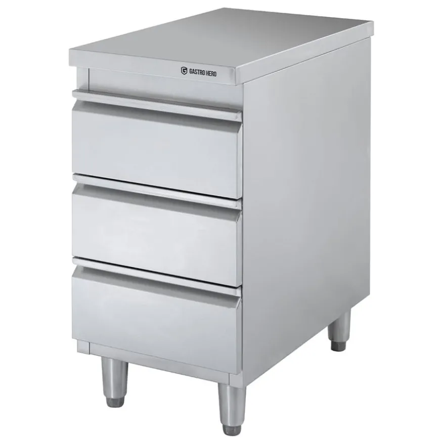 Edelstahl-Schubladenschrank BASIC 3er Einheit 600, AISI 201