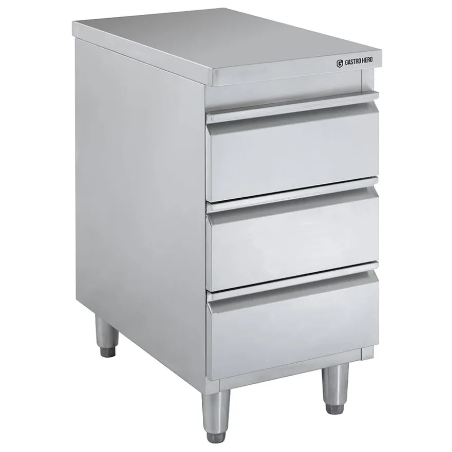 Edelstahl-Schubladenschrank BASIC 3er Einheit 700, AISI 201