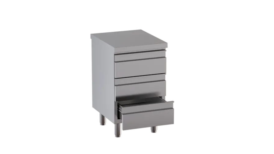 Edelstahl-Schubladenschrank ECO 3er Einheit 700 ohne Aufkantung