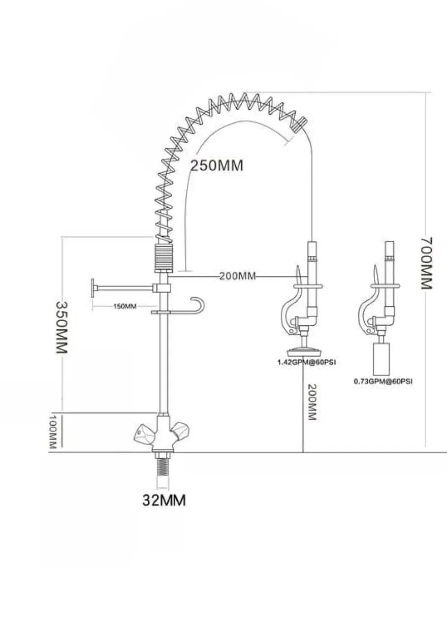 Einloch-Geschirrwaschbrause mit Mischbatterie - 700 mm