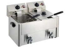 Elektro-Doppel-Fritteuse ECO 10+10 Liter mit Ablasshahn