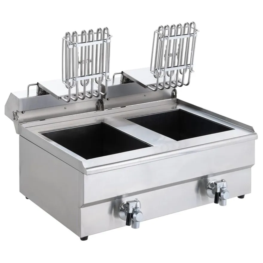 Elektro-Doppel-Fritteuse ECO 13+13 Liter mit Ablasshahn, 2x 5000 W, 400 V