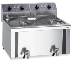 Elektro-Doppel-Fritteuse Profi 8+8 Liter mit Ablasshahn, 400 V