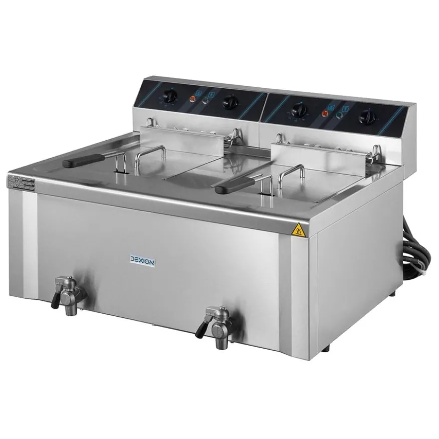 Elektro-Doppel-Fritteuse Profi - 12+12 Liter mit Ablasshahn, 400 V