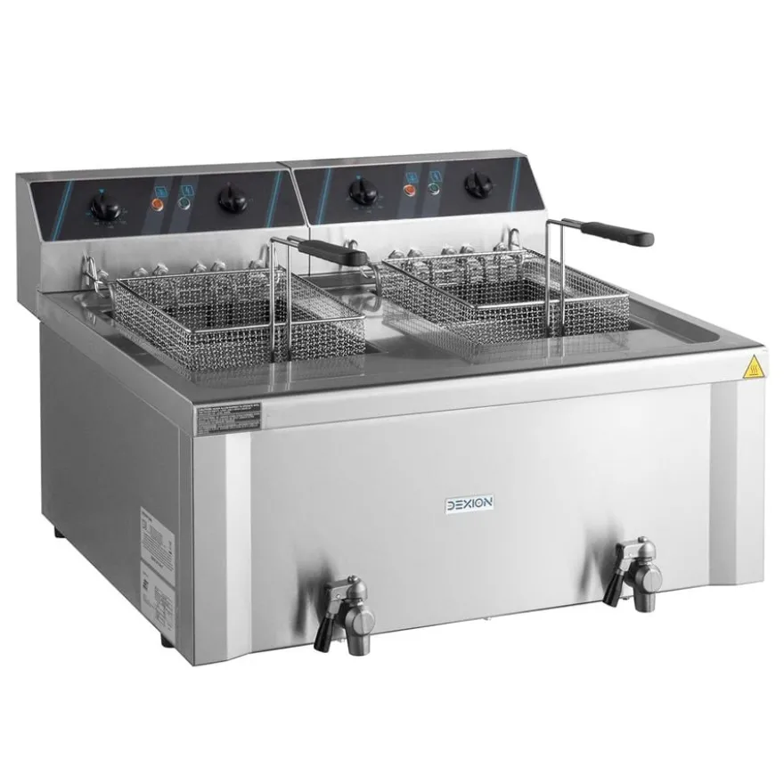 Elektro-Doppel-Fritteuse Profi - 12+12 Liter mit Ablasshahn, 400 V