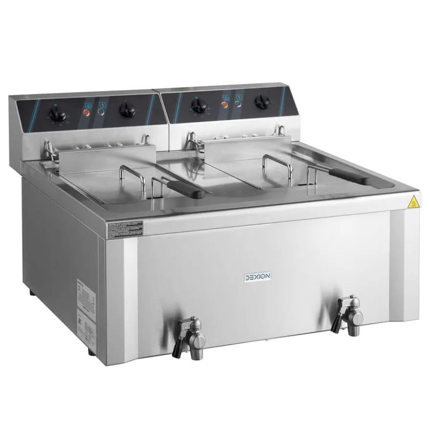 Elektro-Doppel-Fritteuse Profi - 12+12 Liter mit Ablasshahn, 400 V