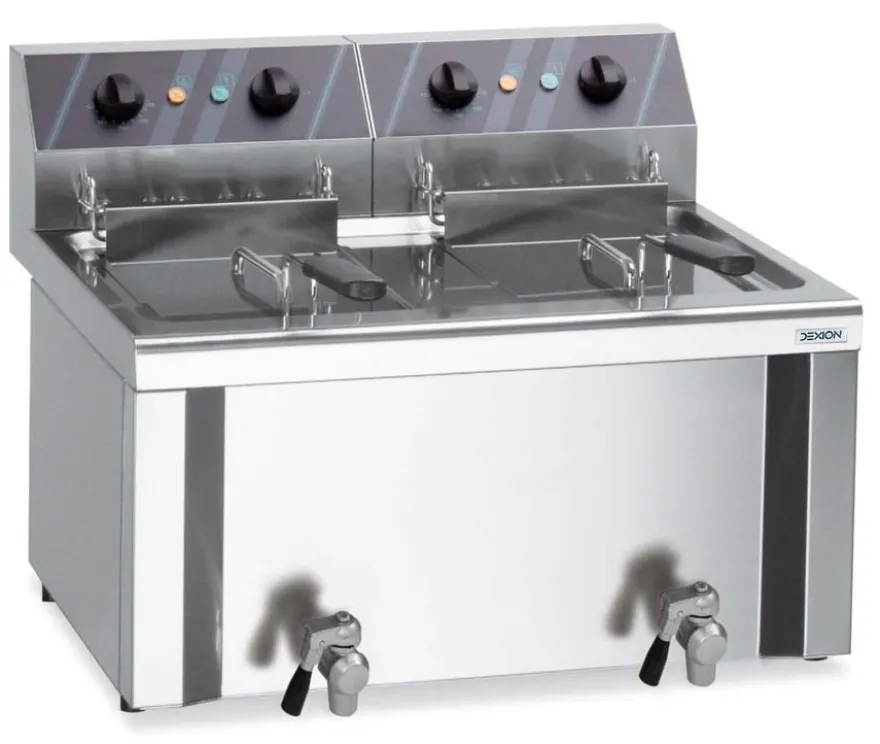 Elektro-Doppel-Fritteuse Profi 6+6 Liter mit Ablasshahn, 230 V
