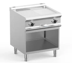 Elektrogrillplatte Dexion Lux 700 - 70/73 - ½ glatt, ½ gerillt, verchromt - 10 kW
