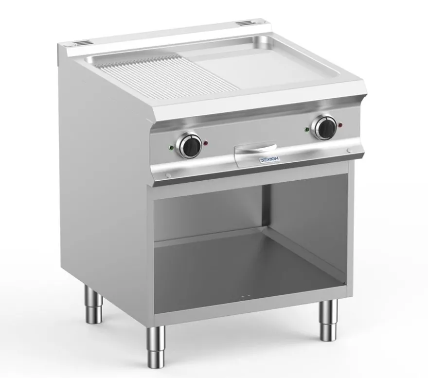 Elektrogrillplatte Dexion Lux 700 - 70/73 - ½ glatt, ½ gerillt, verchromt - 10 kW