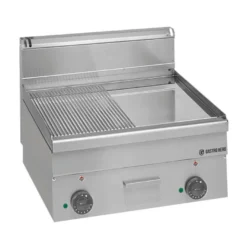 Elektro-Grillplatte Serie 600 - 60/60 - 1/2 glatt, 1/2 gerillt, verchromt - Tischgerät - 7,5 kW