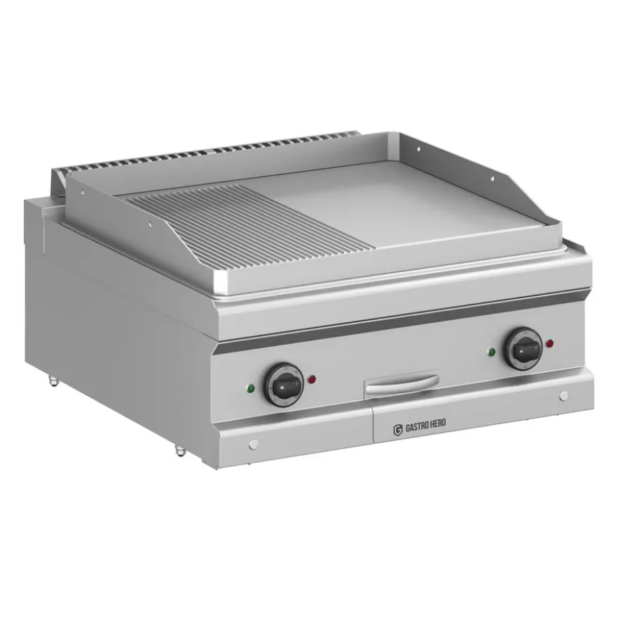 Elektrogrillplatte Serie 700 - 70/70 - ½ glatt, ½ gerillt- Tischgerät