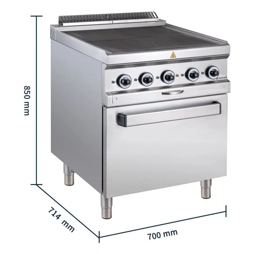 Elektroherd Serie 700 - 70/70mit Elektrobackofen, Umluft - 4 quadratische, abgesenkte Kochfelder - 12,6 kW