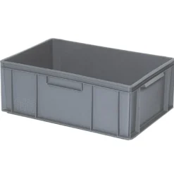 Euro-Stapelbehälter 600x400 mm, 2 Griffleisten, grau - 220 mm