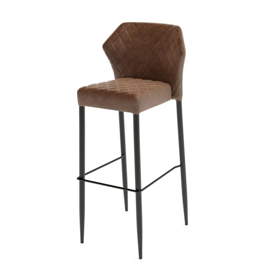 Feros Barhocker Louis, Cognac, Kunstleder gepolstert