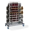Feros Elegance Transportwagen für 16 Absperrpfosten und Absperrkordeln, Hammerschlag, 1290 x 760 x 1800 mm