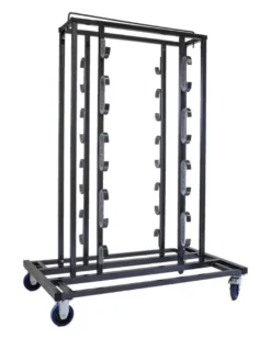 Feros Elegance Transportwagen für 16 Absperrpfosten und Absperrkordeln, Hammerschlag, 1290 x 760 x 1800 mm