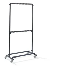 Feros Garderobenständer klein 48 Haken, aus Stahl in Schwarz, fahrbar, erweiterbar