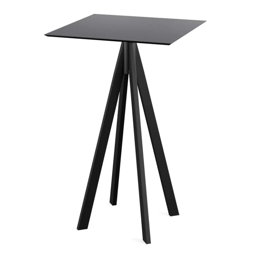 Feros Infinity Stehtisch Schwarz gestell + Schwarz HPL 70 x 70 cm