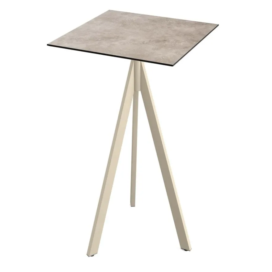 Feros Infinity Tripod Stehtisch Sand frame + Moonstone HPL 70x70 cm