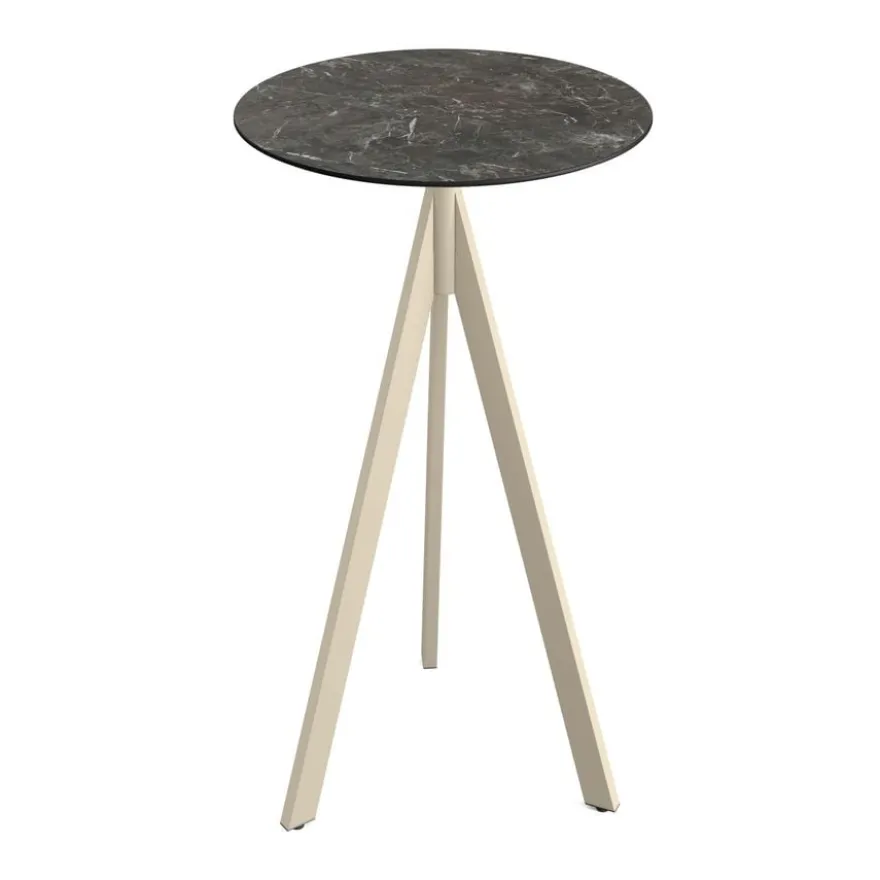 Feros Infinity Tripod Stehtisch Sand frame + Galaxy Marble HPL Ø70 cm