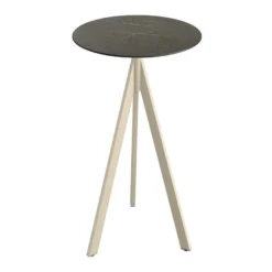 Feros Infinity Tripod Stehtisch Sand frame + Midnight Marble HPL Ø70 cm