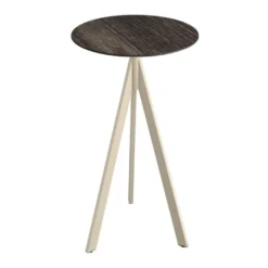 Feros Infinity Tripod Stehtisch Sand frame + Riverwashed Wood HPL Ø70 cm