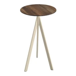 Feros Infinity Tripod Stehtisch Sand frame + Tropical Wood HPL Ø70 cm