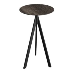 Feros Infinity Tripod Stehtisch Schwarz frame + Riverwashed Wood HPL Ø70 cm