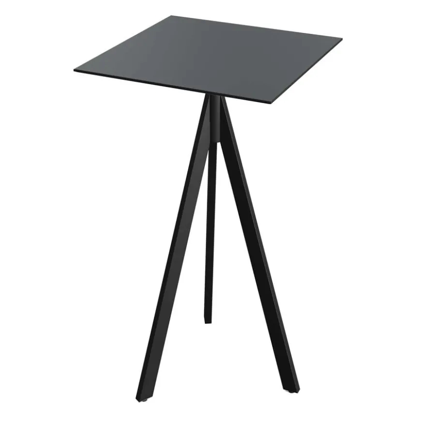 Feros Infinity Tripod Stehtisch Schwarz frame + Schwarz HPL 70x70 cm