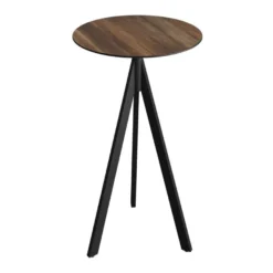 Feros Infinity Tripod Stehtisch Schwarz frame + Tropical Wood HPL Ø70 cm